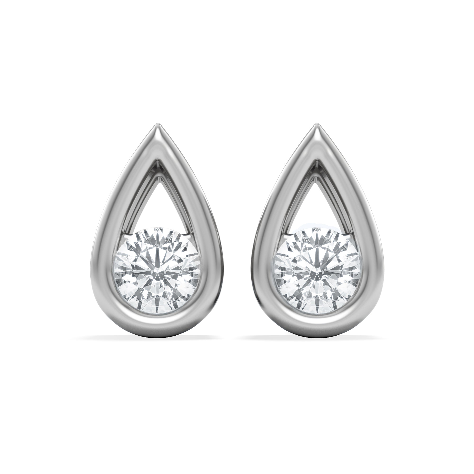 Teardrop 0.21ct Round Cut Lab Grown Stud Earrings in Sterling Silver